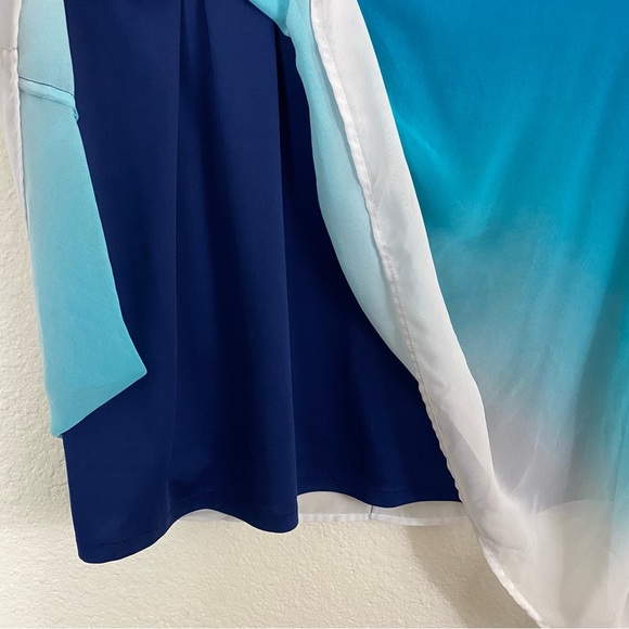 Lane Bryant sz:26/28 Ombré Blues to White Poncho Blouse Relaxed Fit Top - Picture 9 of 11